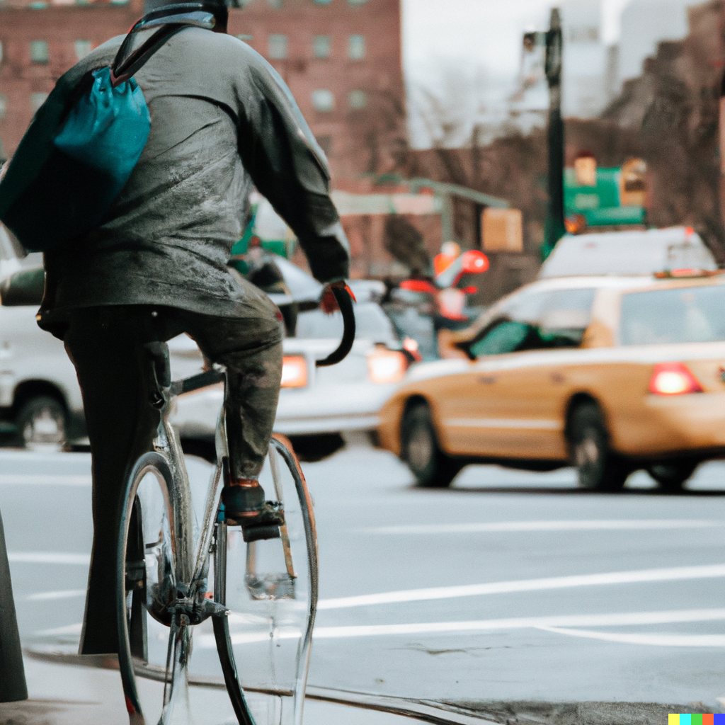 Man riding bike in New York City